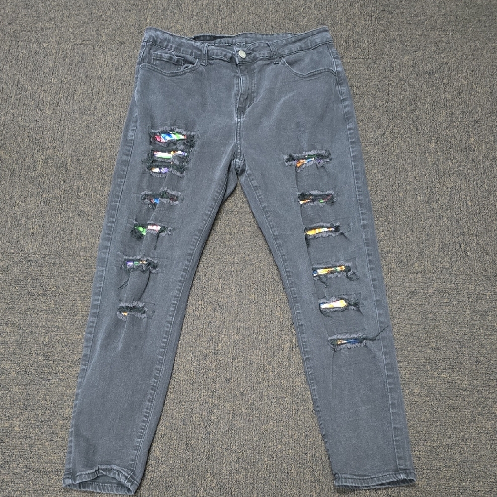 Charcoal Gray Distressed Skinny Jeans size 16